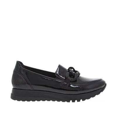 Mocassins en vernis bordeaux avec semelle à talon plat et maillons décoratifs RIEKER