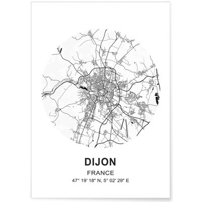 Affiche Carte Dijon L'AFFICHERIE