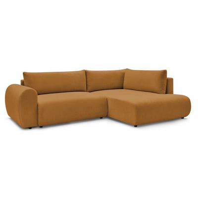 Canapé d'angle convertible 3 places en tissu lisse, LUCIEN BOBOCHIC