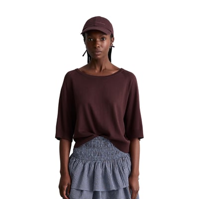 Pull à manches courtes relaxed en doux mélange de coton organique et de modal MARC O’POLO DENIM