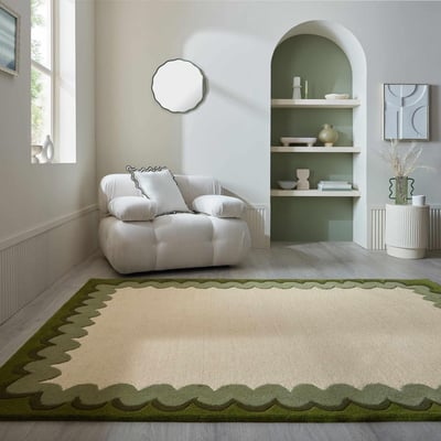 Tapis à bordure en laine WIGGLE FLAIR RUGS