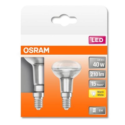 Boîte 2 Ampoules Led Spot R50 Verre Clair E14 2.6w=40 Chaud OSRAM
