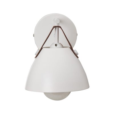 Applique Murale Ronde en Métal Blanc et Cuir Marron WADIGA