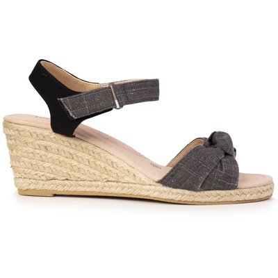 Espadrilles à talon 6 cm et bout ouvert détail nœud ISOTONER
