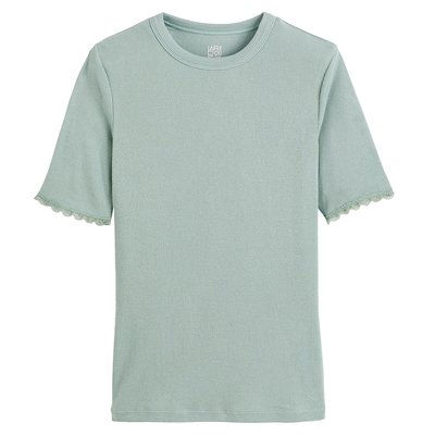 Lace Detail T-Shirt with Crew Neck LA REDOUTE COLLECTIONS