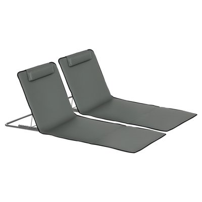 Chaise longue de plage Tissu Oxford Gris OUTSUNNY