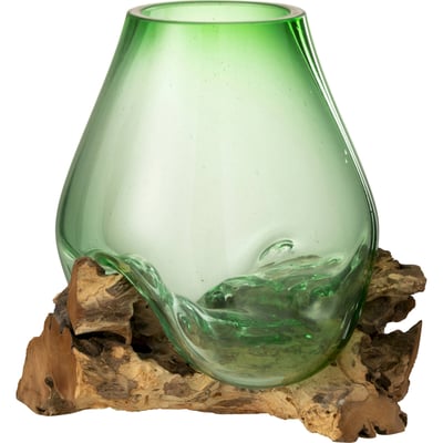 Vase sur pied en verre et bois forme organique RECOLLECTION