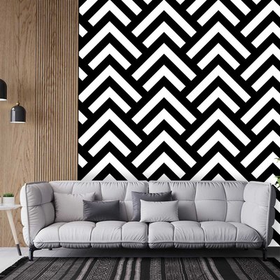 Papier peint graphique zig zag retro HEXOA