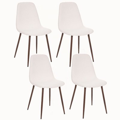 Lot de 4 Chaises confortables en polyester effet bouclette et pieds en fer TOILINUX