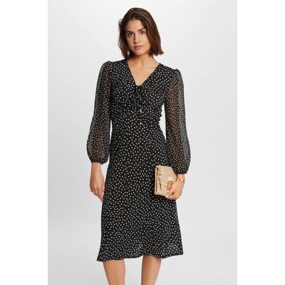 Robe cintrée fluide à pois MORGAN