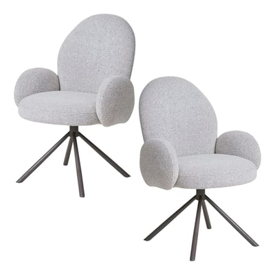 Chaise de salle à manger en tissu bouclette beige forme ronde (lot de 2) BERLIN PIER IMPORT