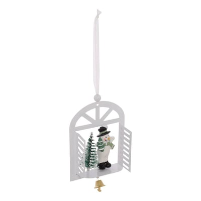 Suspension de sapin fenêtre avec Père Noël, bonhomme de neige et sapin en métal 14 cm ATMOSPHERA