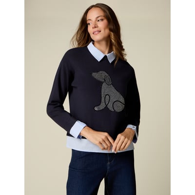 Pull avec détails chemise et cristaux OLTRE