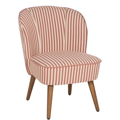 Fauteuil crapaud beige rayures terracotta 54x64x73cm WADIGA