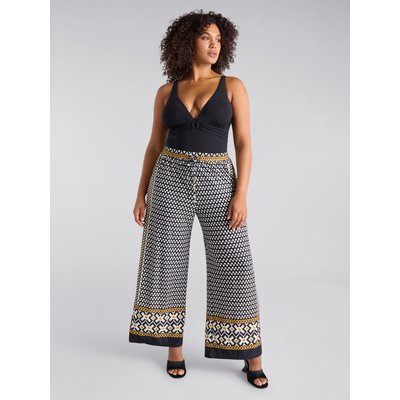 Pantalon imprimé tribal, jambe droite, avec lacets à la taille FIORELLA RUBINO