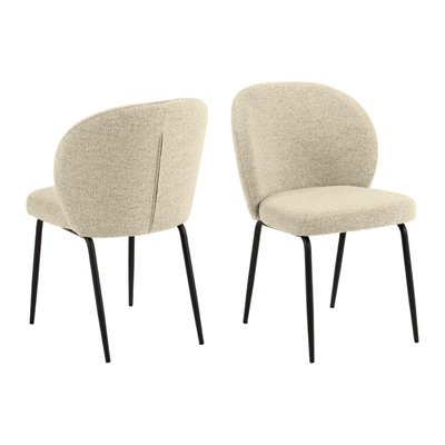 Chaise scandinave bouclette et pieds en métal noir (lot de 2) - PAMELA HELLIN, DEPUIS 1862