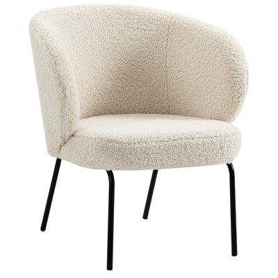 Fauteuil de salon métal et bouclette, BERGEN NORDLYS