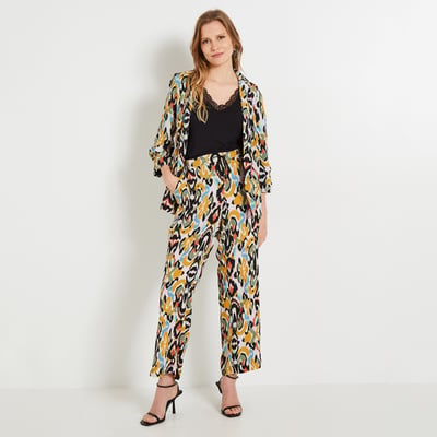 Ensemble Veste Fluide + Pantalon Grain De Malice - Taille L, Imprimé Multicolore, Style Tailleur Formel - Neuf Avec étiquettes