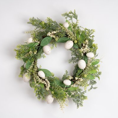 40cm Easter Egg Wreath in White SO'HOME