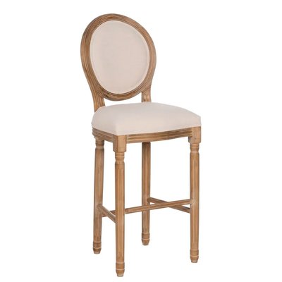Tabouret de bar classique bois et tissu blanc 45x55x116cm WADIGA