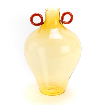 Vase Amphore ambre anse rouge AMADEUS