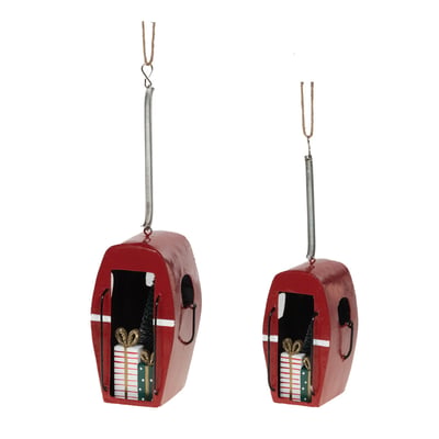 Set de 2 cabines de ski à suspendre   H12 cm en métal AMADEUS
