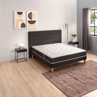 Ensemble matelas nano et mousse de confort SO GOOD, sommier Vigoroso gris fumé et pieds BULTEX