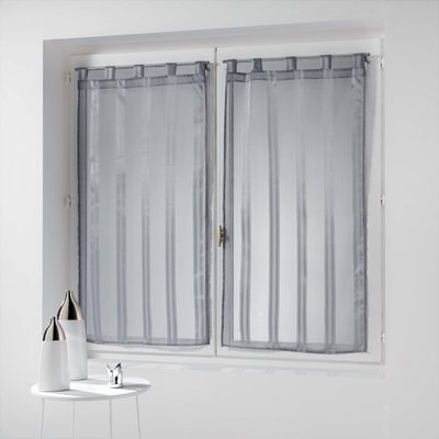 Paire de voile rayures 60 x 90 cm Bandas Jacquard gris DOUCEUR D'INTÉRIEUR