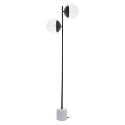 158cm Dual Globe Black Metal Floor Lamp with Marble Base SO'HOME