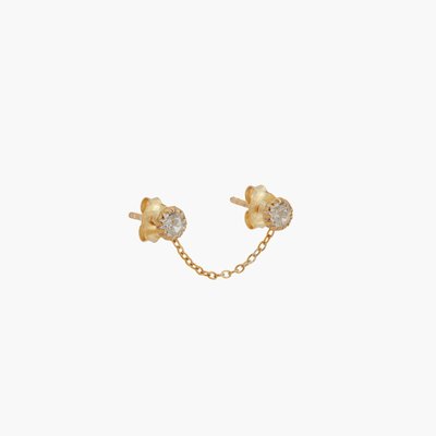 Puces d'oreilles strass avec chaine- argent garanti 925 BALABOOSTE
