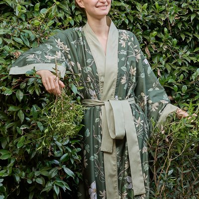 Kimono long satin de coton 120 fils GARDENIAS GARNIER-THIEBAUT