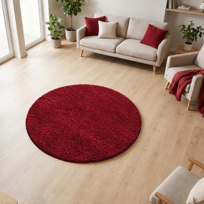 Tapis rond poils longs shaggy tissé motif uni UNI L UN AMOUR DE TAPIS