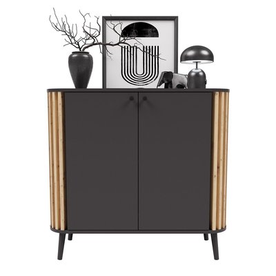 Buffet 2 portes gris anthracite et chêne artisan L92 cm - PURE CALICOSY
