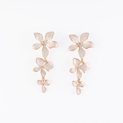 Boucles d'oreilles 3 fleurs ivoire BALABOOSTE