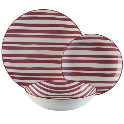 Service de 18 assiettes en porcelaine : plates, creuses et à dessert VERSA