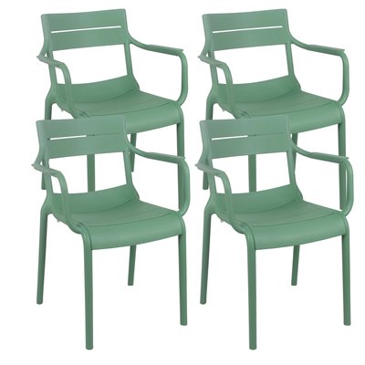 Lot de 4 chaises de terrasse avec accoudoirs en plastique, PANAME OVIALA