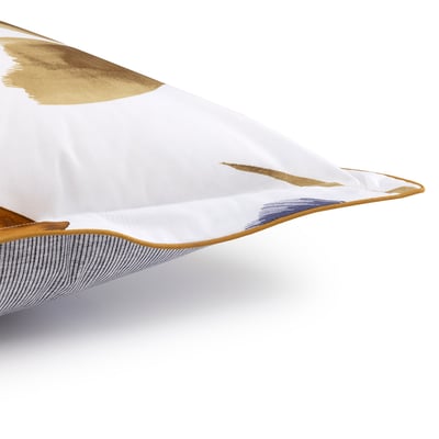 Taie d'oreiller en percale de coton bleu, HEURE BLEUE DESFORGES