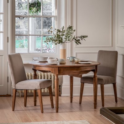 Hayes Vintage Inlaid Wood Extendable Round Table (Seats 4-6) SO'HOME