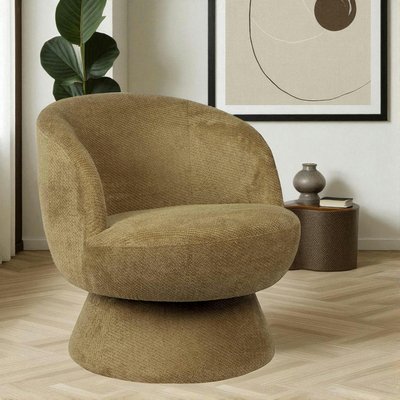 Fauteuil vert pivotant - tissu chenille, style rétro IENA PIER IMPORT