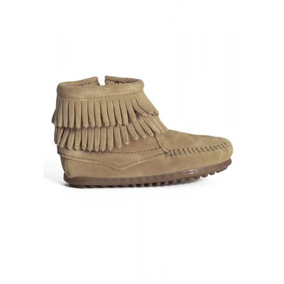 Bottines hautes en daim 2 FRINGE SIDE ZIP MINNETONKA