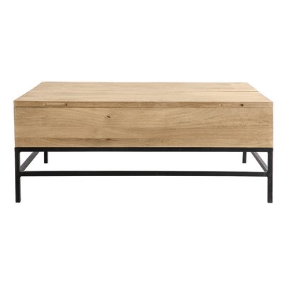 Table basse relevable industrielle bois manguier massif et métal noir L110 cm YPSTER MILIBOO