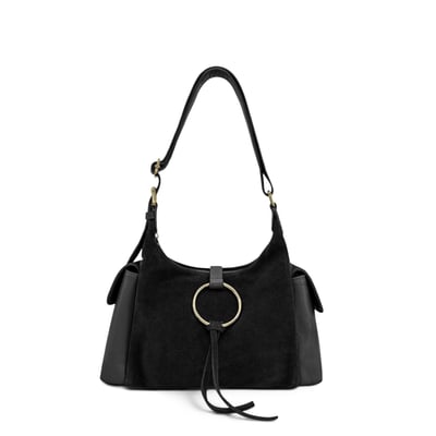 Sac hobo en cuir grainé et cuir velours LARA OH MY BAG
