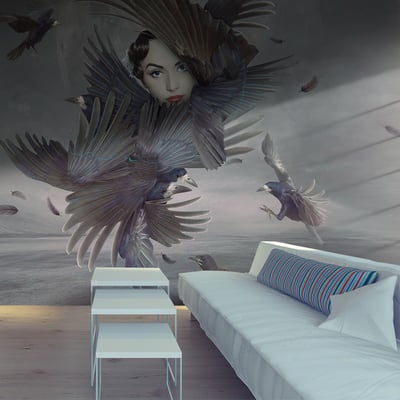 Papier peint intissé panoramique Personnes Couverte de plumes EDEN