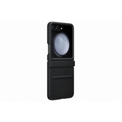 Coque Z Flip 5 Simili Cuir design Noir SAMSUNG