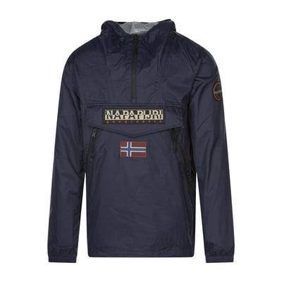 Coupe-vent à capuche bleu marine uni avec un col zippé et une coupe regular fit NAPAPIJRI