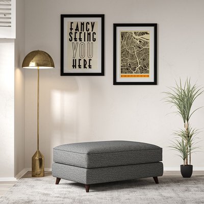 Amelia Woven Footstool with Dark Wood Legs ÉDITÉ