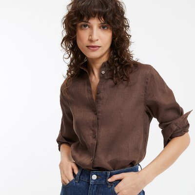 Chemise manches longues en lin LA REDOUTE COLLECTIONS