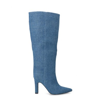 Bottes hautes denim à talon SACHA
