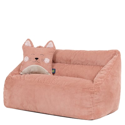 Pouf canapé enfant et coussin animal assorti en velours côtelé Oeko-Tex® - CECILIA ICON