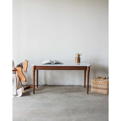 Table basse en marbre et bois Marie-Pierre N°47 - Bon état DEBONGOUT
